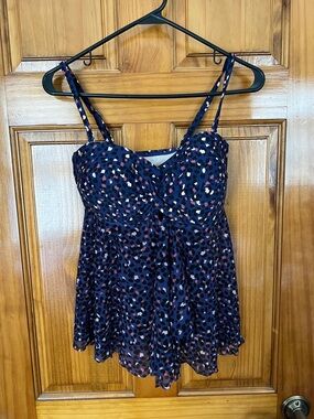 Kona Sol NWT blue leopard print swim tank top
